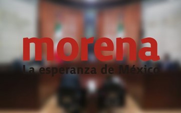 Imagen con letras rojas que dicen Morena