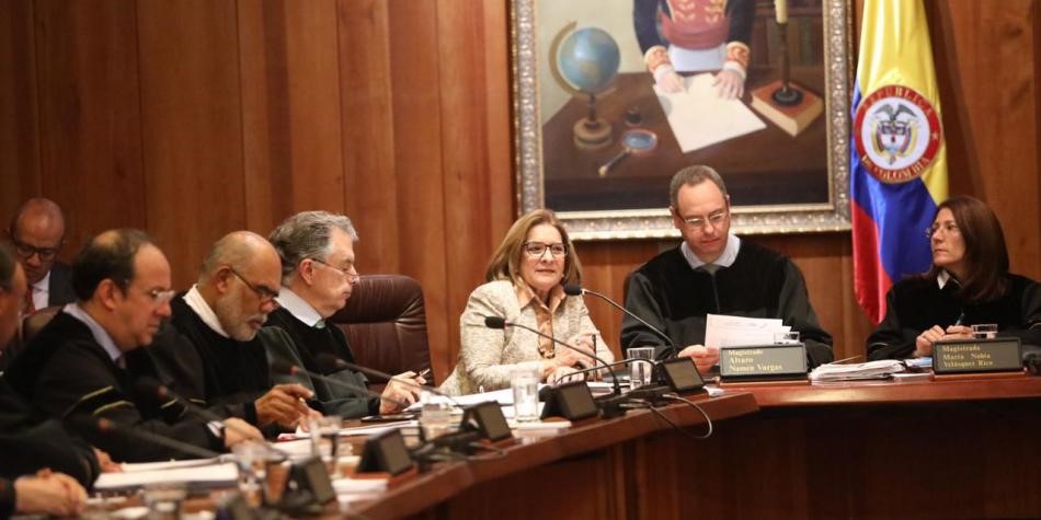 La ministra de Justicia, Margarita Cabello, ha estado en conversación con las cortes para recoger sus propuestas sobre el proyecto de reforma. En la foto, una reunión con el Consejo de Estado.