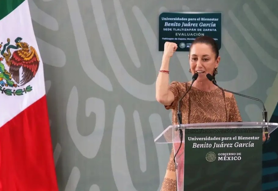 La virtual presidenta electa, Claudia Sheinbaum, durante el evento "Evaluación de las Universidades del Bienestar Benito Juárez García", en Tlaltizapán de Zapata, Morelos, el 27 de julio de 2024.