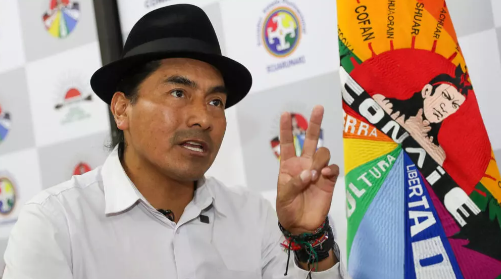 El candidato presidencial de Ecuador por el movimiento ind&iacute;gena, Leonidas Iza