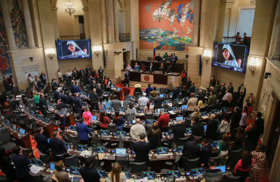 Plenaria de la C&aacute;mara de Representantes de Colombia durante el debate de la reforma a la salud, en Bogot&aacute;, el 6 de marzo de 2025.