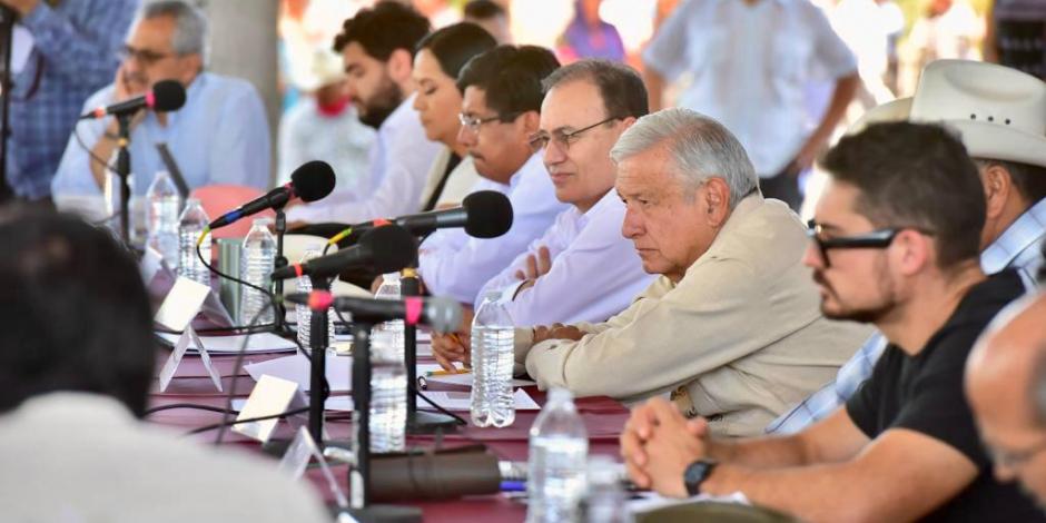 AMLO, Presidente de México, durante la presentación del Plan de Justicia para el Pueblo Yaqui en Sonora