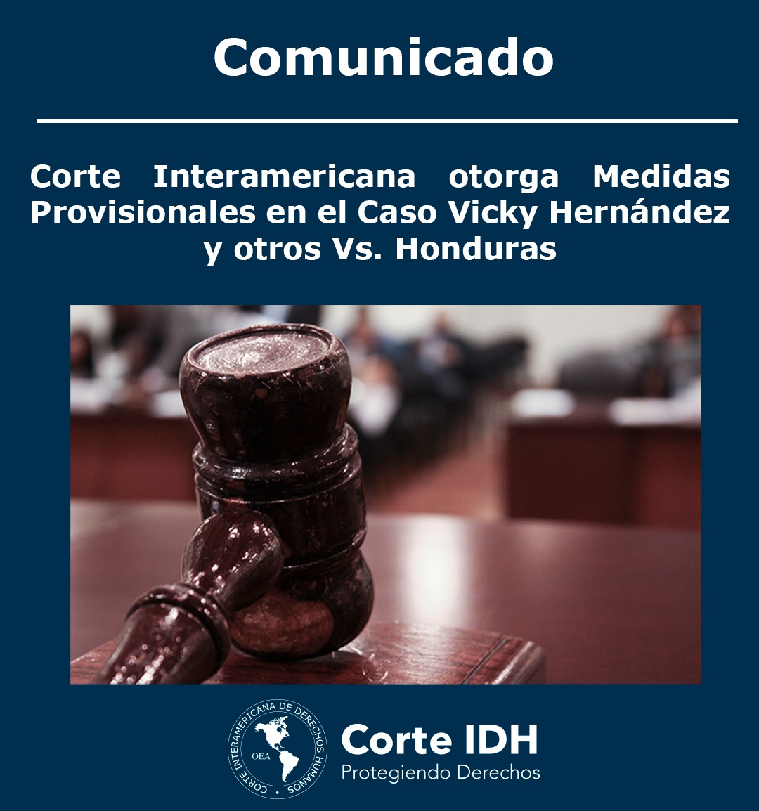 Afiche de la aprobación de medidas cautelares en el caso Vicky Hernández y otros Vs. Honduras